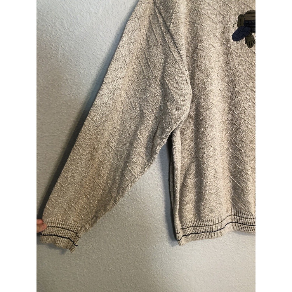 Vintage Winona Mens Sweater XL Beige Pullover USA 90s‎ Golf Embroidered Grandpa - Picture 3 of 5